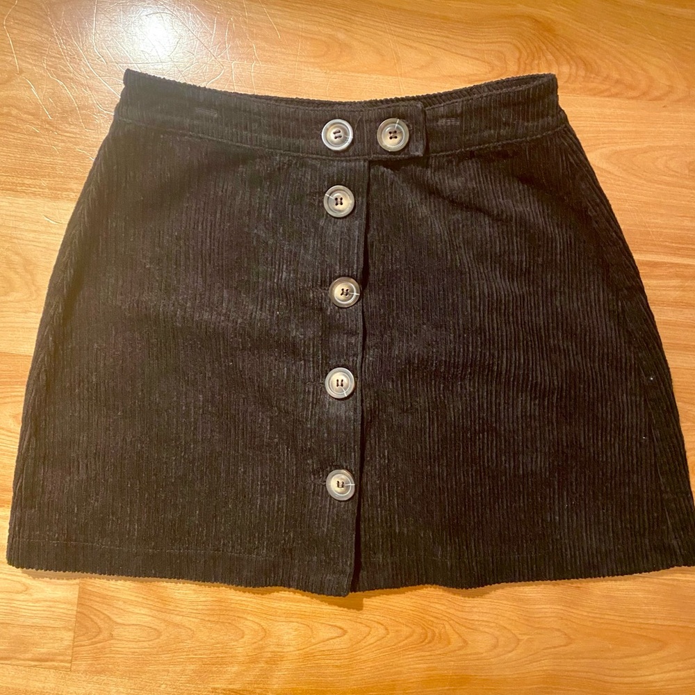 Like New Black Corduroy Button-Up Skirt